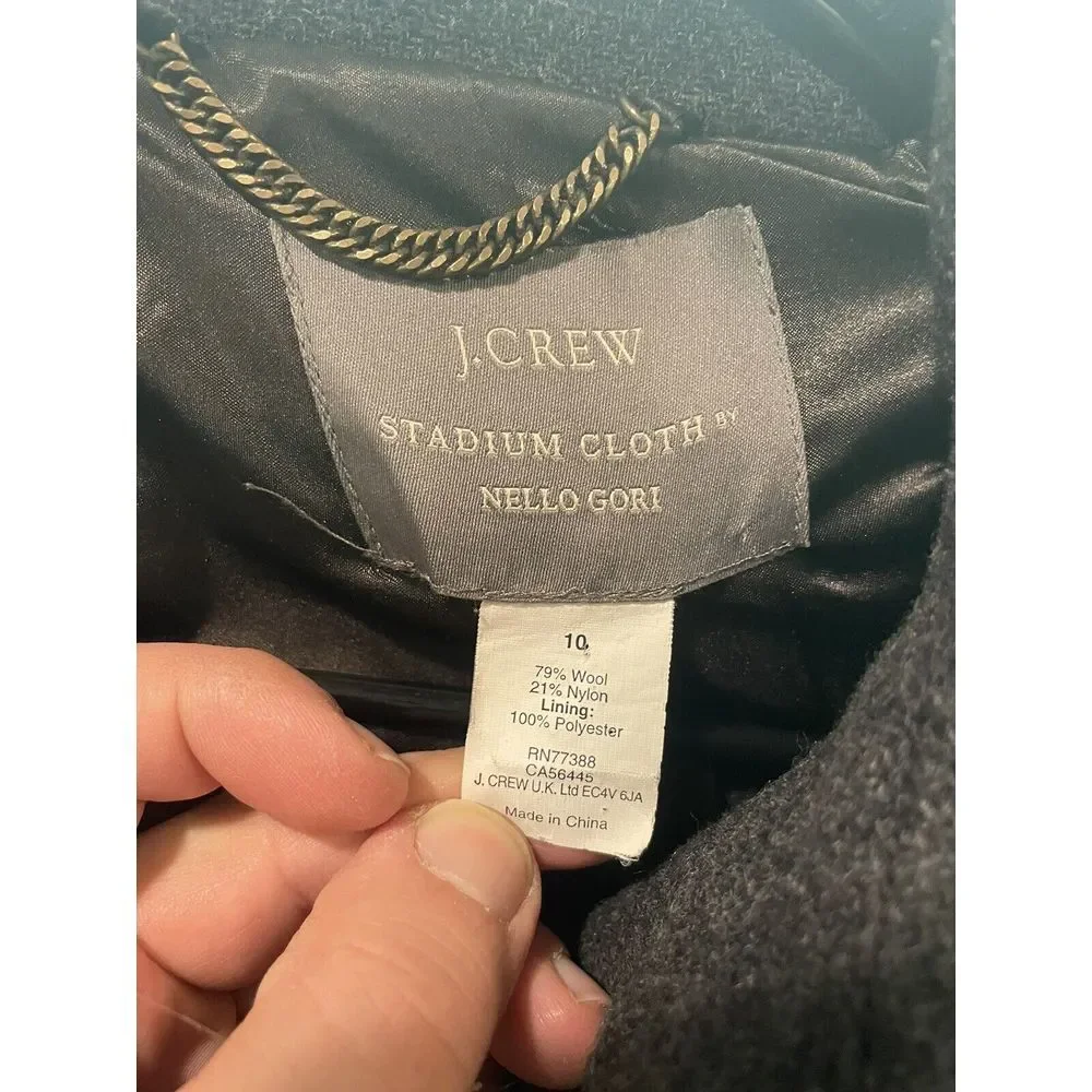 J Crew Majesty Peacoat Gray Wool Blend Stadium Cloth Nello Gori Size 10 - Picture 5 of 13